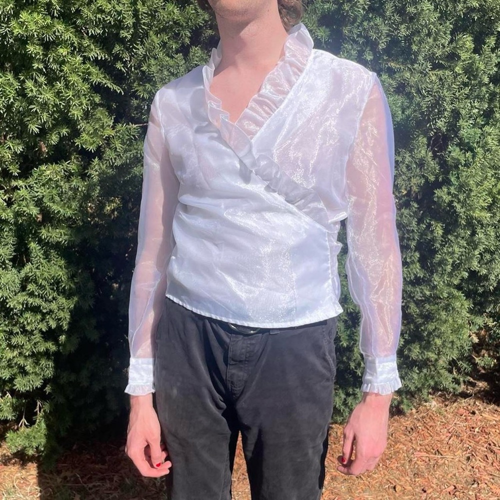White Sheer Wrap Top